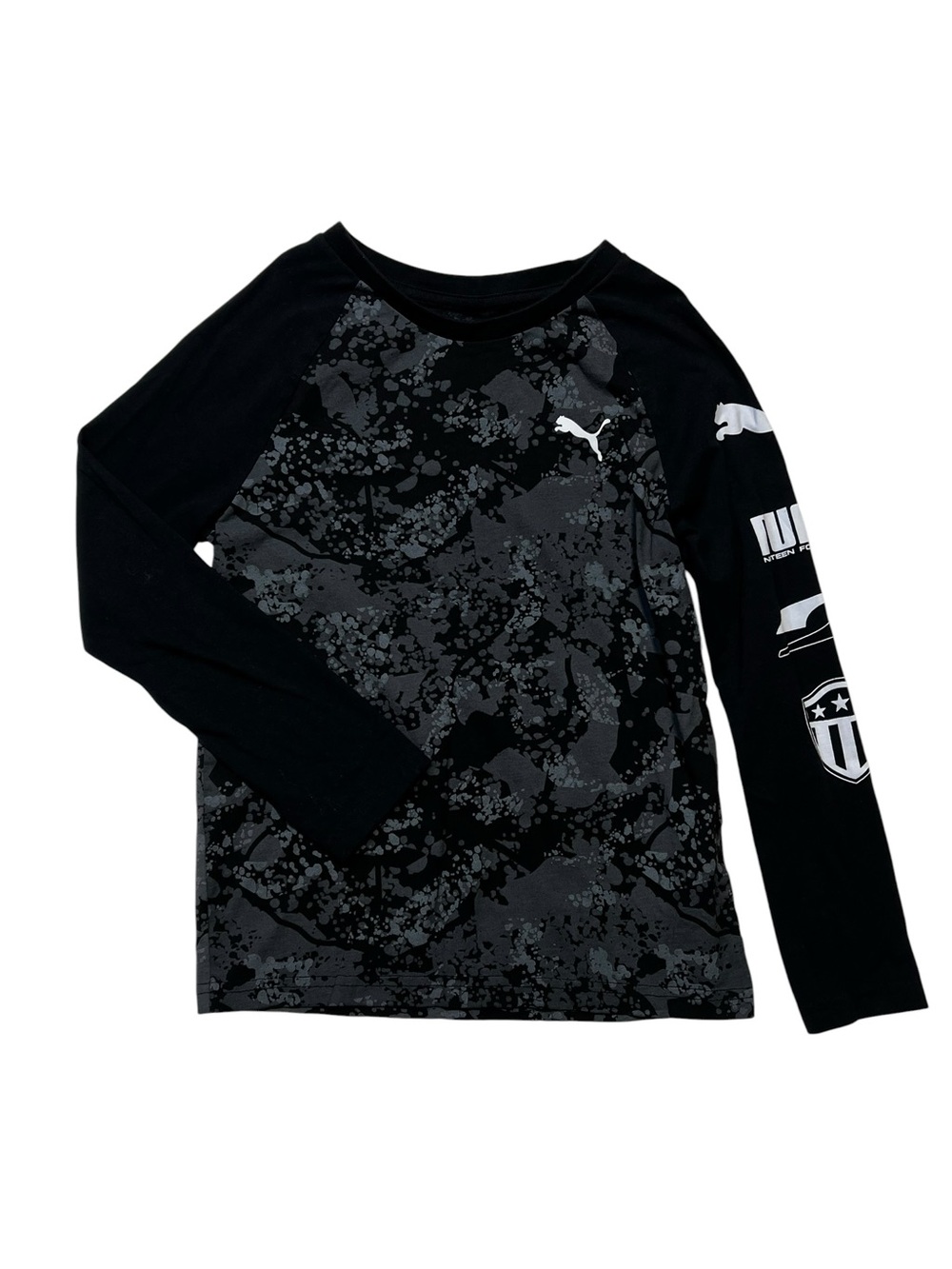 Puma Black & Gray Camo Raglan Long-Sleeve Tee